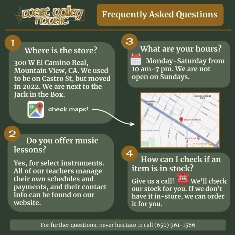 West Valley Music FAQ social media post